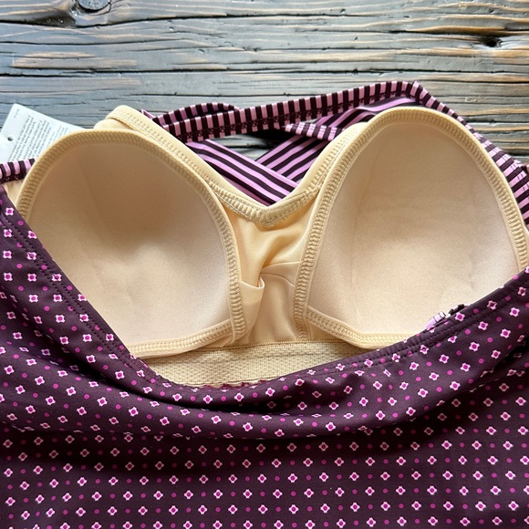 Lands' End One Piece Swimsuit in Purple and Cream Size 8 - Picture 4 of 6